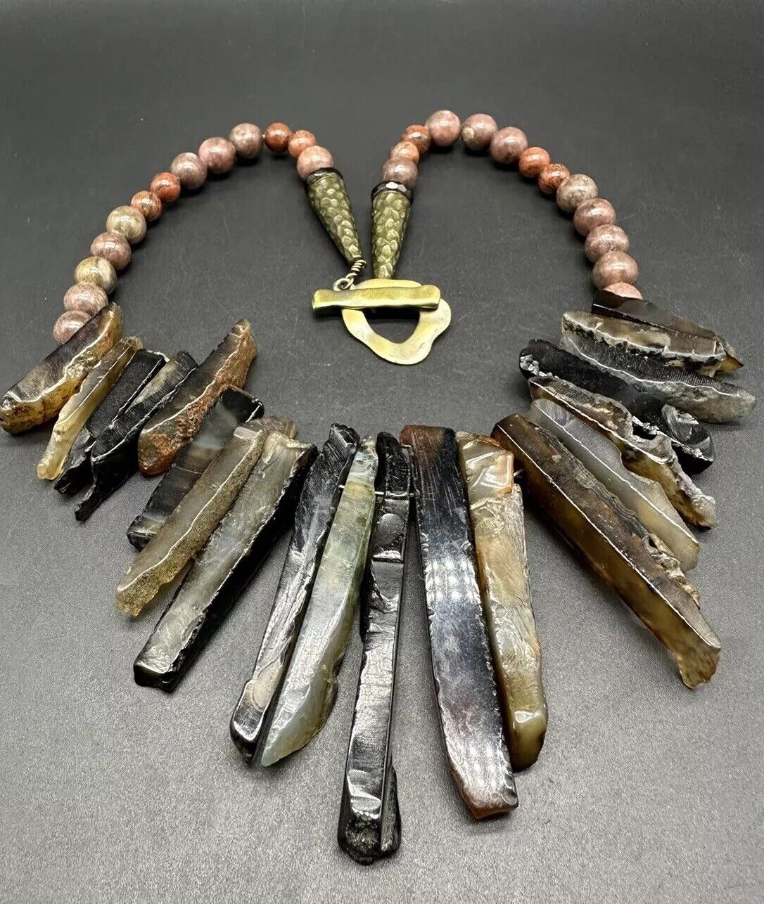 Jasper Agate Statement Necklace 20”