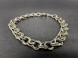 Vintage 925 Sterling Silver  Interlocking Oval Chain Link Charm Bracelet 7