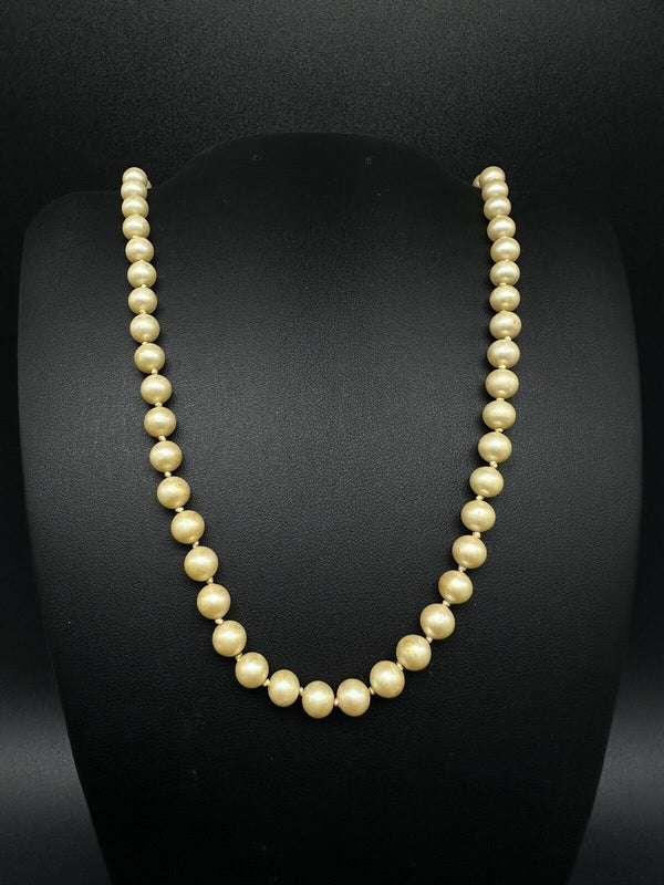 Vintage Genuine Pearl Gold Plated Clasp Necklace 17”