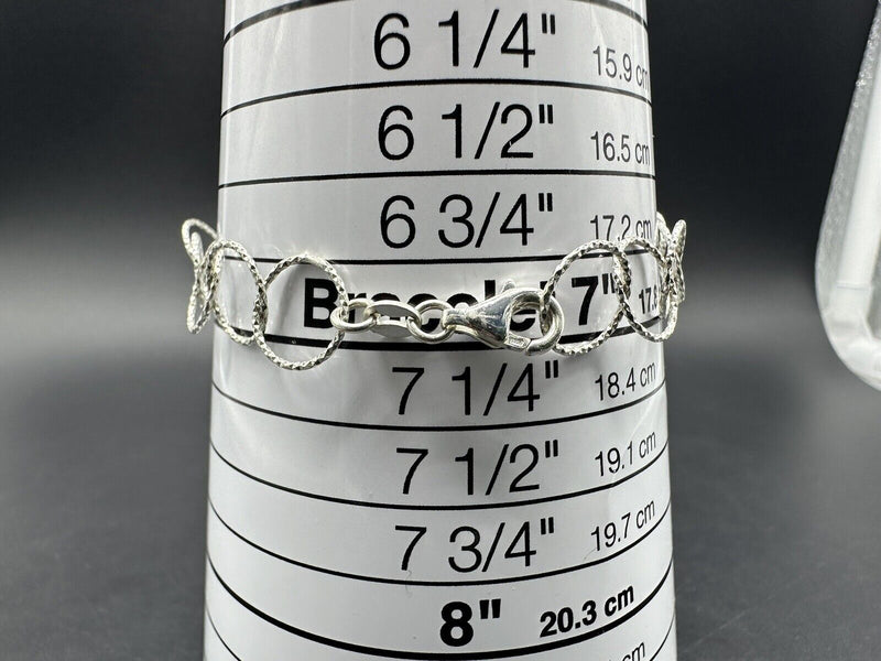 Textured Round Link Bracelet in Sterling Silver 7”~ 4 Grams