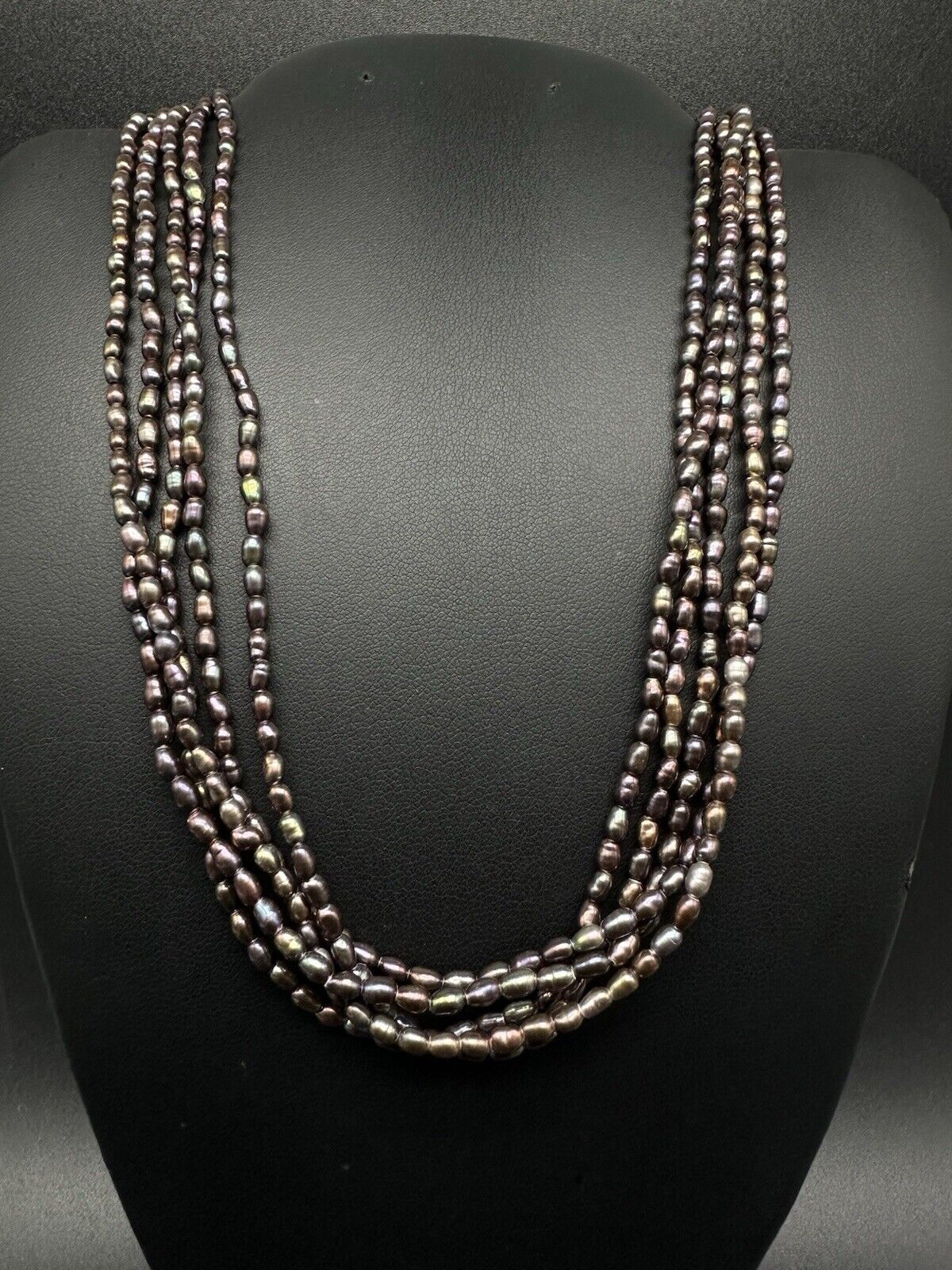 5 Strands Freshwater Pearl Necklace With Plated Clasp 17”