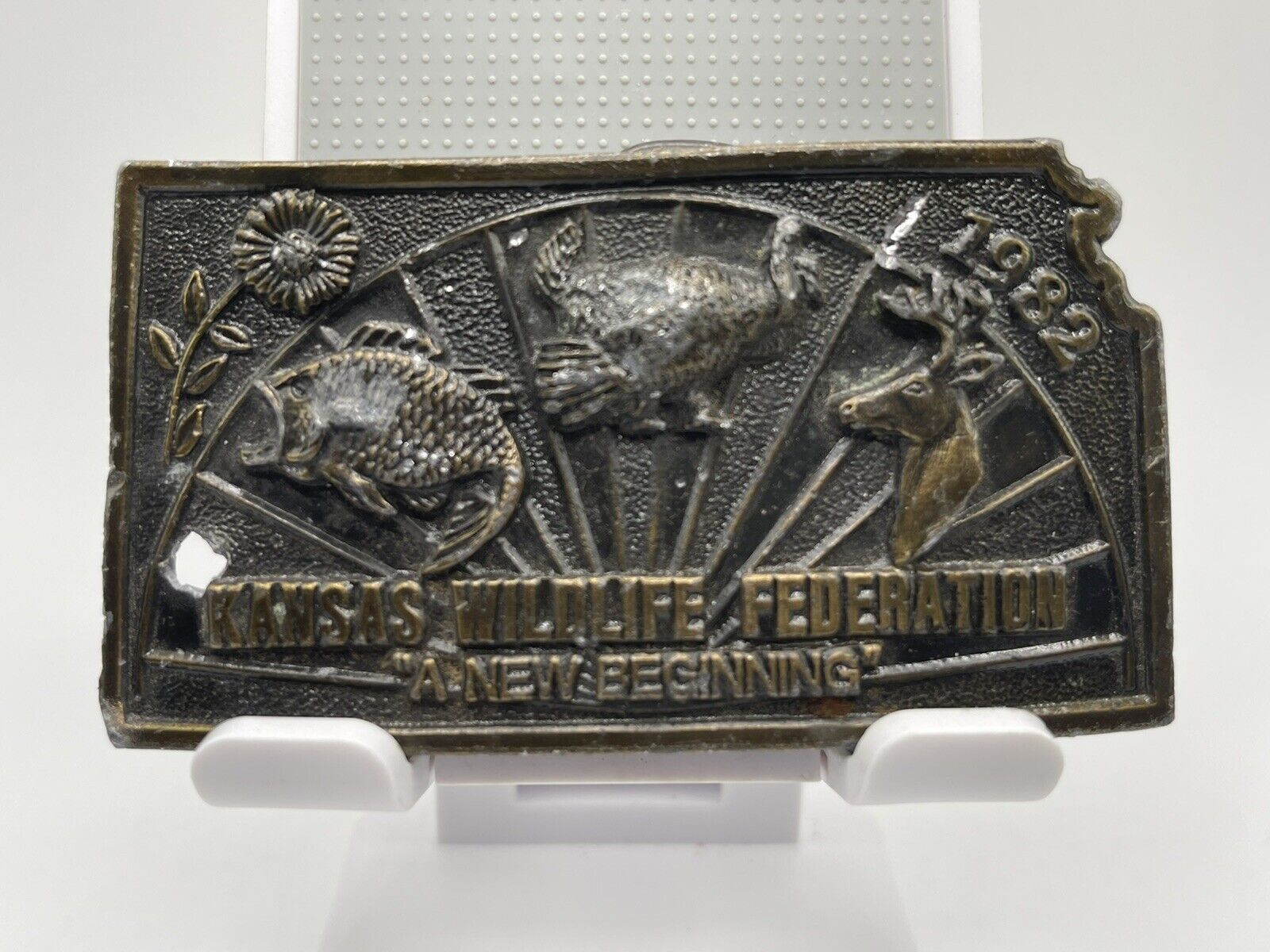 1982 Kansas Wildlife Federation Vintage Belt Buckle