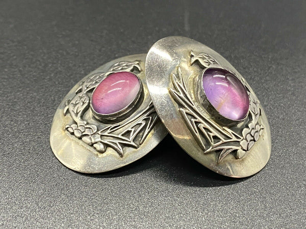 Native American Amethyst Sterling Post Earrings