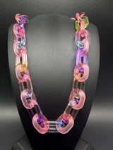 Rainbow Translucent Cable Link Transparent Acrylic Chain Link Necklace 18”