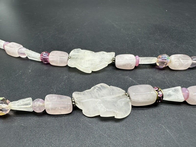 Rose Quartz Pink Natural Gemstone 40” Necklace