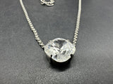 Signed Sabika Silvertone Crystal Solitaire Necklace 18”