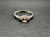 Pink Clear Stone 925 Sterling Ring Sz 8.25