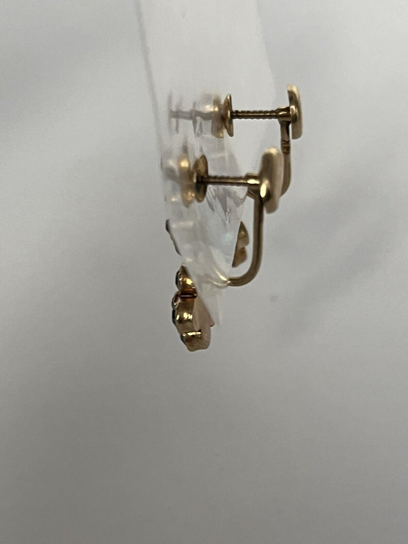 Antique 14k Gold Art Deco Style Flower Drop/Dangle Earrings 1” ~2.3 grams~