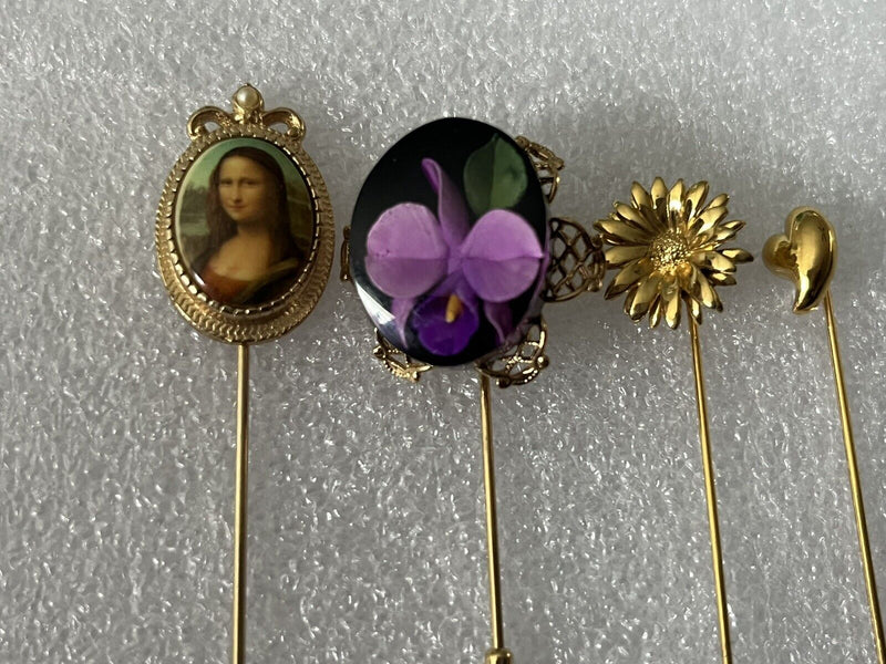 Vintage Monet Trifari Sarah Cov Stick Pins Lot of 4