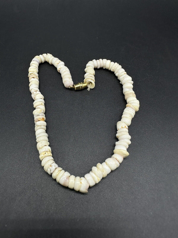 VINTAGE White Hawaiian PUKA SHELL Necklace/Ankle Bracelet? 12” Long