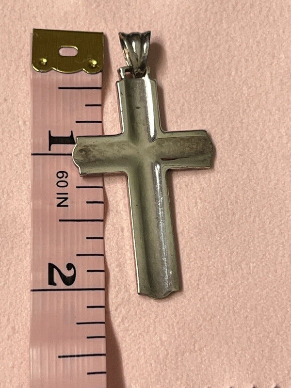 Sterling Silver CROSS Pendant 2" length