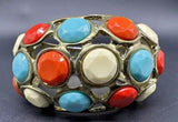 Vintage Stone Clamper Bracelet 6.5”