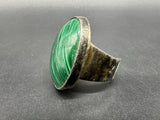 Taxco Mexico STERLING SILVER GREEN MALACHITE RING STONE SZ 6 14Gs