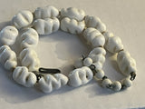 Vintage Miriam Haskell? White Milk Glass Necklace Twisted Glass Hand Knotted 15”