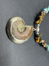 Turquoise Necklace natural shell pendant 20” 43Gs