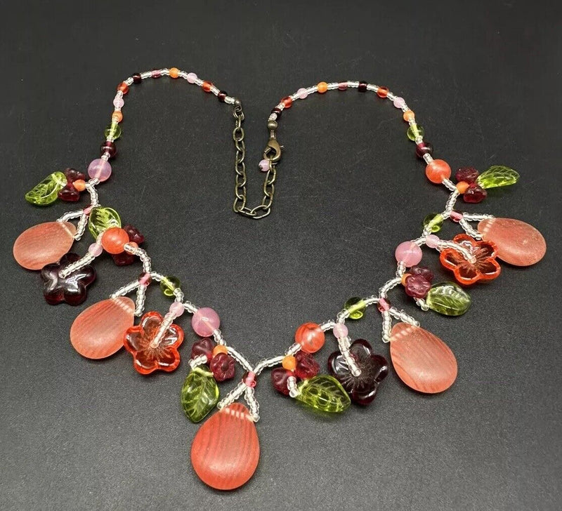 Unique Fruit Necklace Glass Agate Red 20”