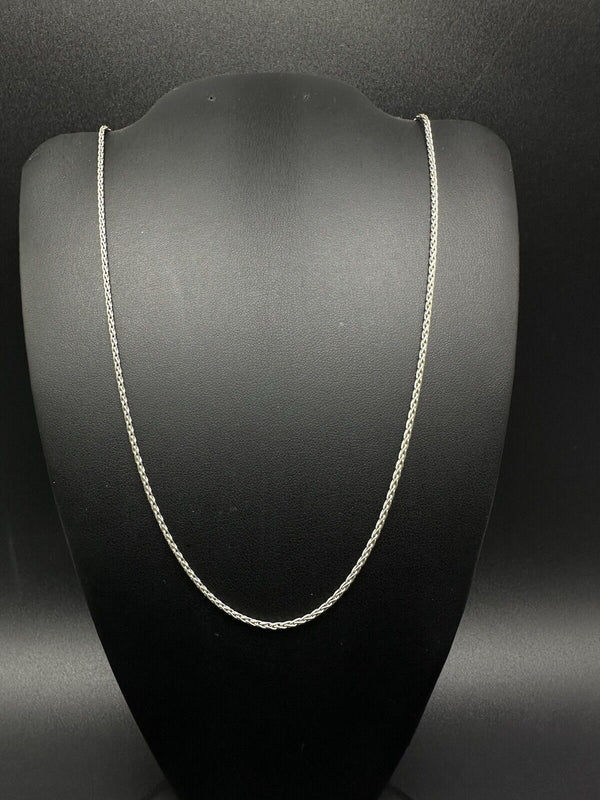 1.2mm Sterling Silver Solid Wheat Chain Necklace 20” 5Gs