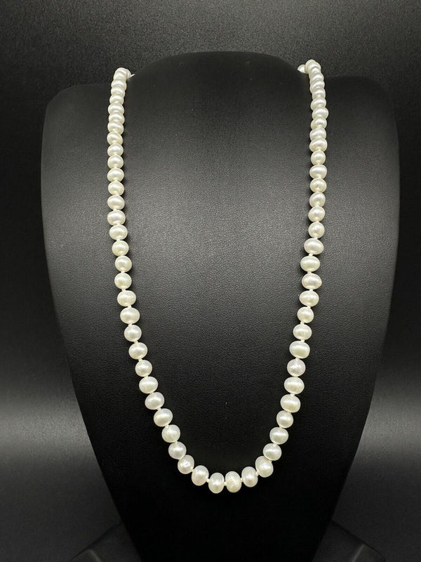 14k Gold Genuine Pearl Strand Elegant Necklace-18” Women’s Jewelry