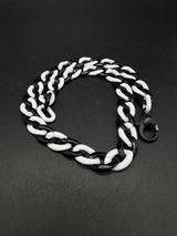 Acrylic Curb Link Necklace White and Black 18”