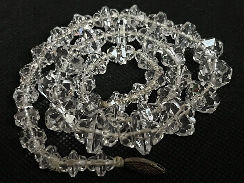 VIntage ART DECO ROCK QUARTZ CRYSTAL Sterling Silver NECKLACE Necklace 17” Long