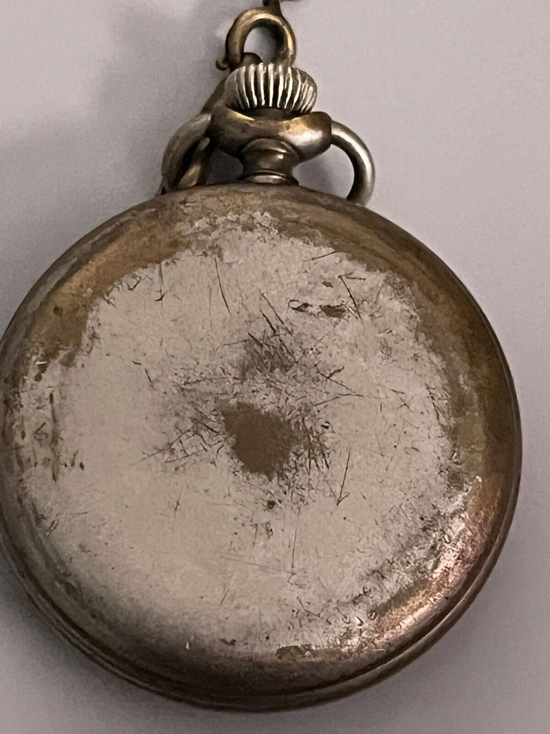 INGERSOLL YANKEE WHITE DIAL METAL BASE POCKET WATCH for Parts/Repair