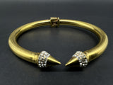 Vita Fede Hinged Cuff Bracelet Rhinestone Gold Tone