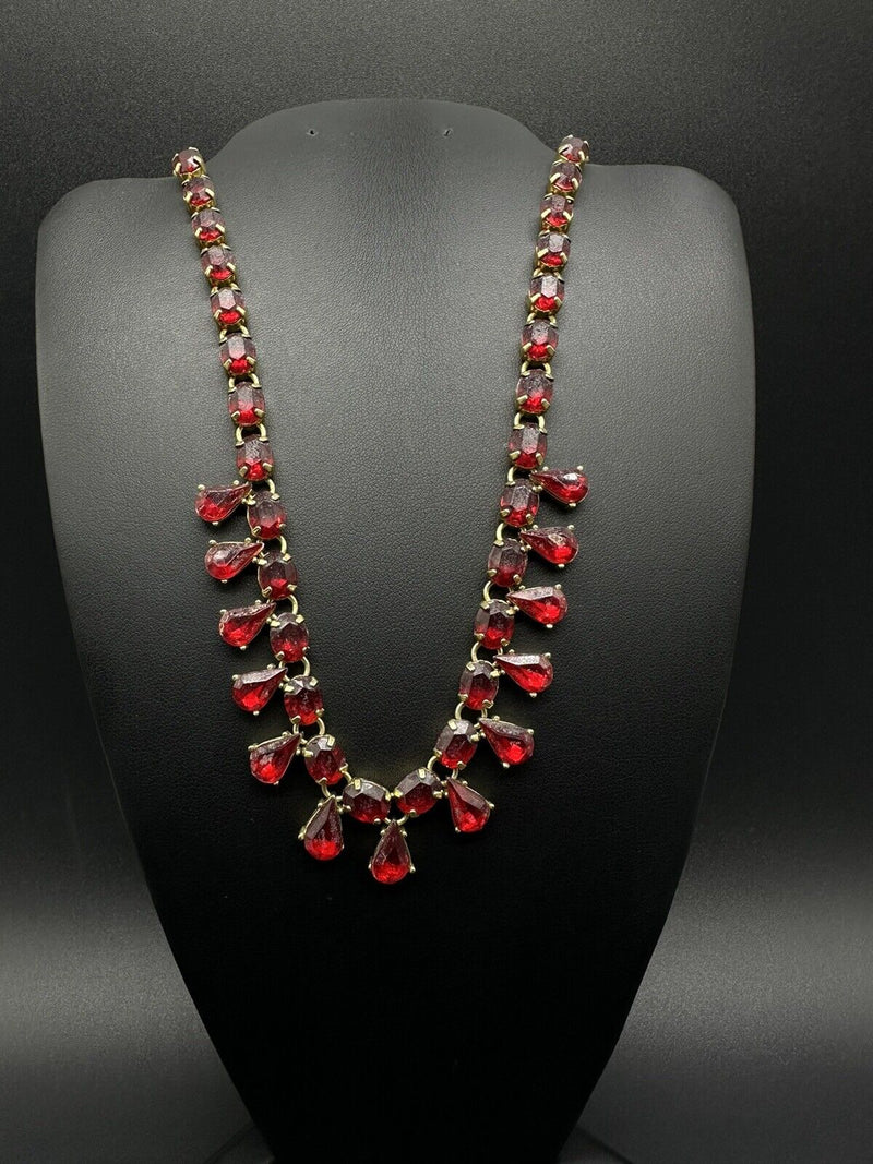 Vintage Estate Avon Red Rhinestone Necklace 19”