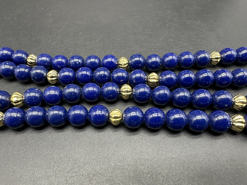 KJL Kenneth Jay Lane for Avon Ram Necklace Navy Blue Beads 30"