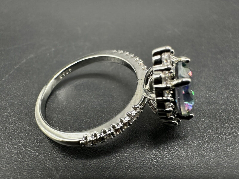 925 Sterling Silver Rainbow Mystical Fire Topaz Wedding Engagement Ring Size 7