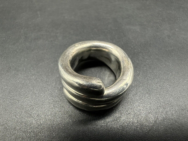 925 Silver - Vintage Modernist Puffy Band Ring Sz 5