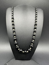 Vintage Tourmaline Silver Plated Bead Necklace 23”