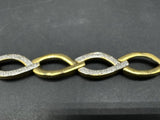 PAJ BB Signed Diamond Chain Tennis Infinity Gold Plated 7.5" Bracelet