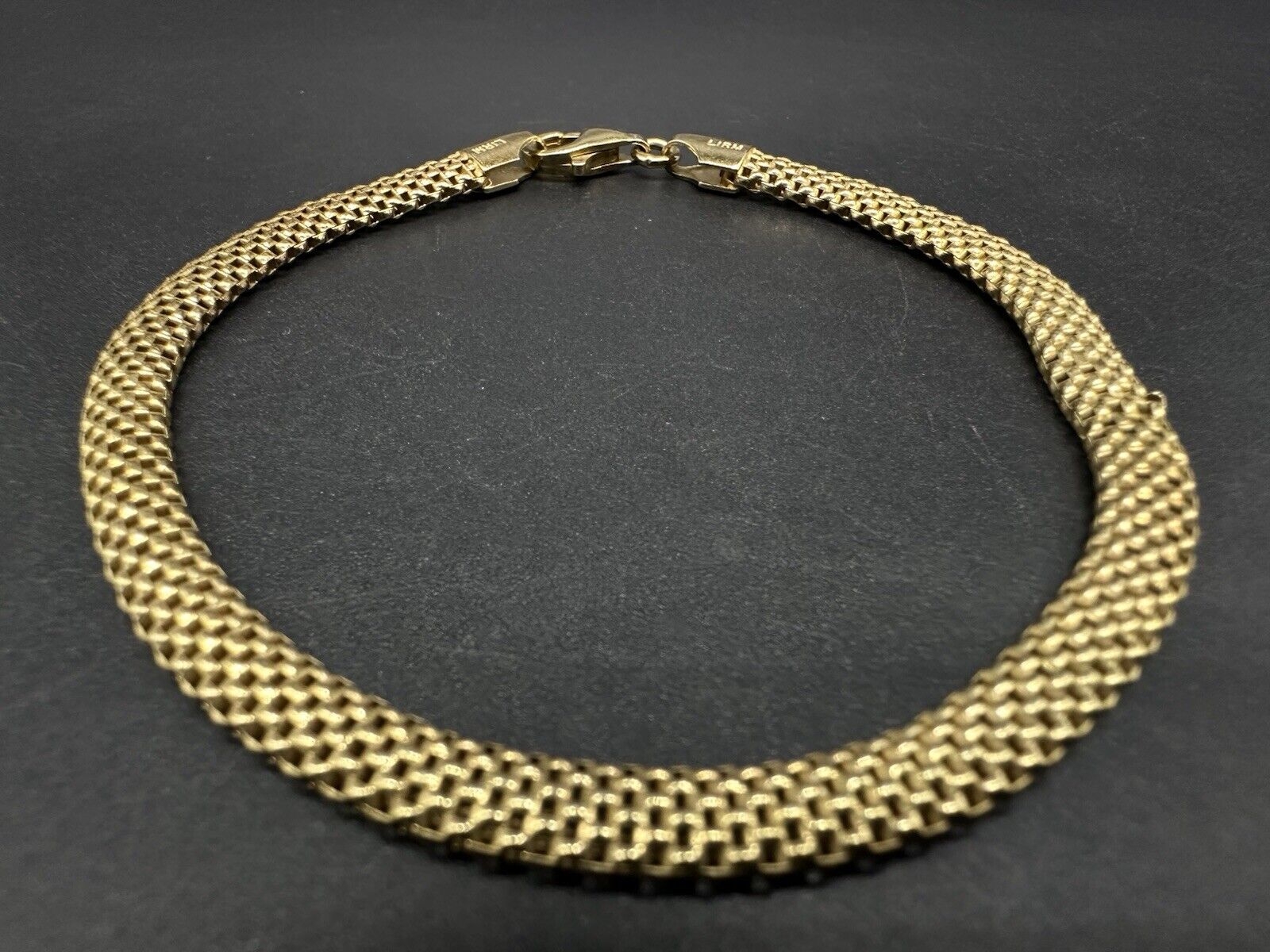 Vintage Unisex Sterling Silver Vermeil Mesh 8"  Bracelet