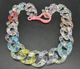Multi Color Clear Translucent Chunky Cuban Link Necklace 18”