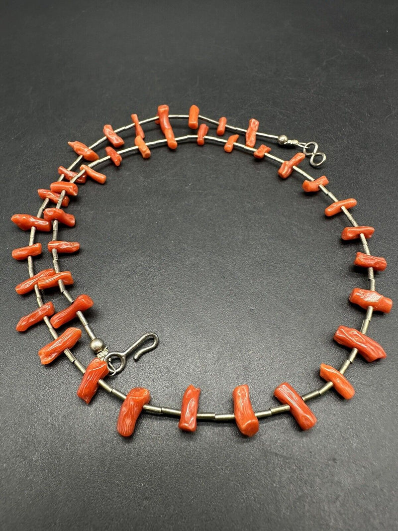 Sterling Silver Coral Necklace 16”