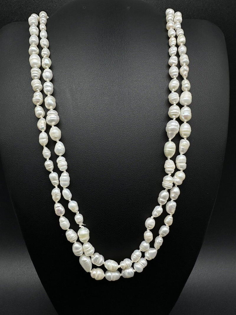 Genuine White Baroque Freshwater Pearl Necklace 20”