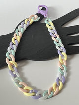 Acrylic Curb Link Chain  Pastel Choker Necklace  16” Long ~ Large Clasp~