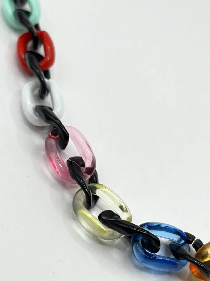 Multicolored Unisex Acrylic Chain Link Necklace 17”~ 4mm Thick~