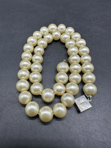 Vintage Faux Pearl Necklace Sterling Silver Clasp -15” Long