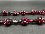 Vintage Bohemian Red  Garnet Clustered Single Strand Necklace 28”