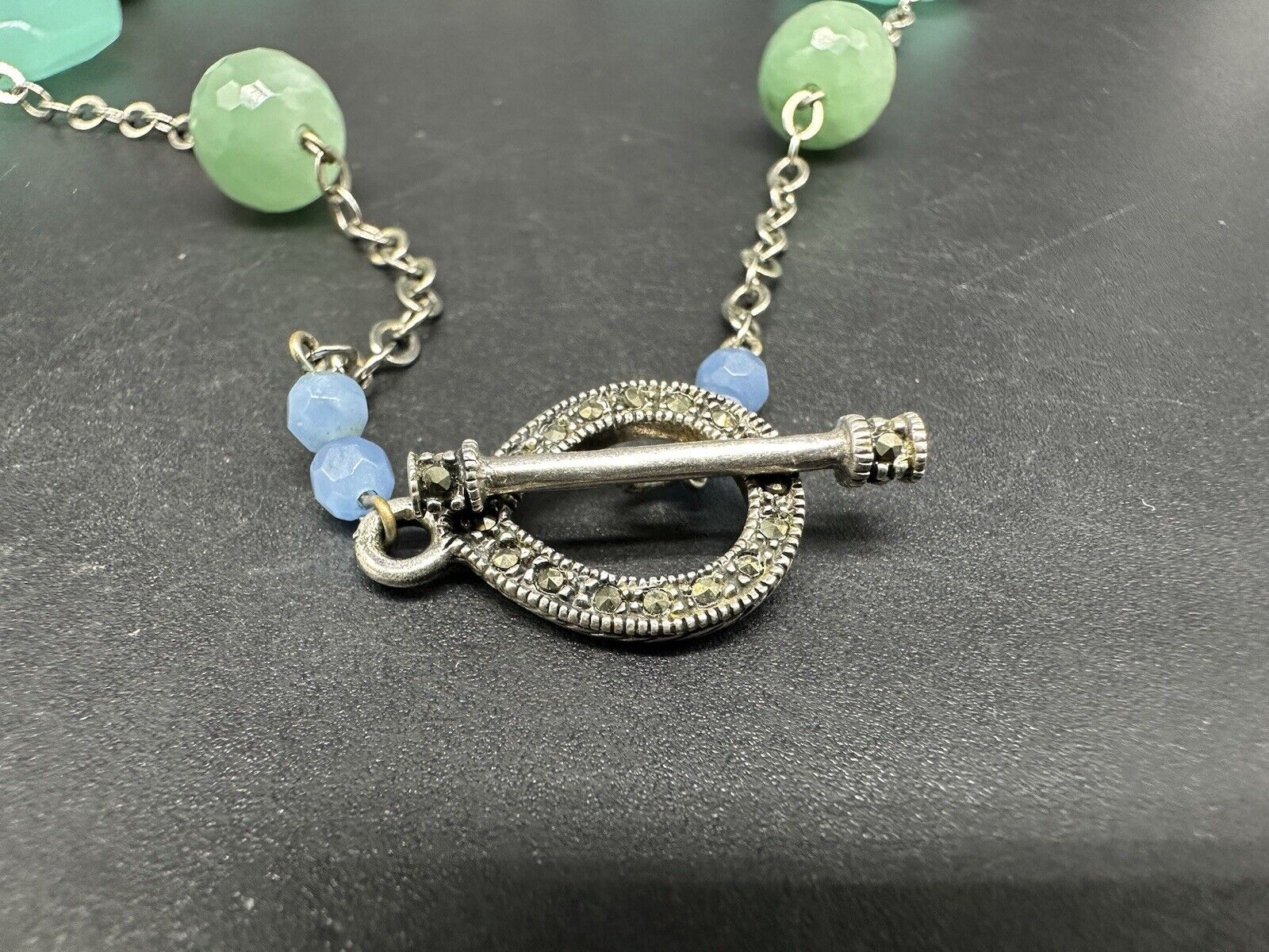 Amazonite 925 Sterling Silver Crystal Gemstone Necklace 22”
