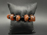 Woven Natural Old Carnelian And Onyx Stone Beads Wearable Bracelet 6-8"