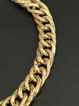 14k Yellow Gold Fancy Link Hollow Bracelet 7.5” Long X 7.5 mm Wide~12.45Grams