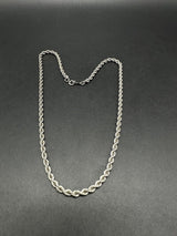 Real Solid Sterling Silver Rope Chain Necklace