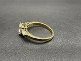 Pear Cut Cubic Zirconia Ring Baguettes Yellow Gold Over 925 Size 7