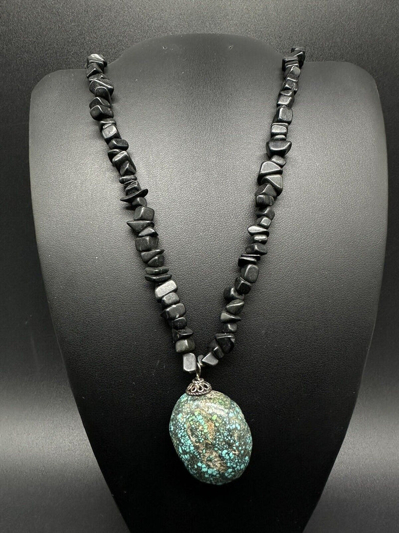 Nugget Stones Turquoise  Pendant Necklace  17”