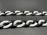 Acrylic Curb Link Necklace White and Black 18”