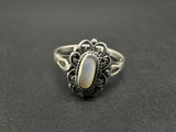 Sterling Silver Mother OF Pearl Stone Ring 925 Sz 7.75