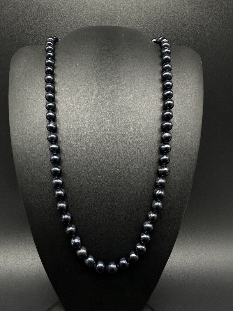 Black Baroque Genuine Pearl Necklace 18”
