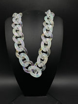 Curb Link Acrylic Translucent Chain Statement Necklace 16”